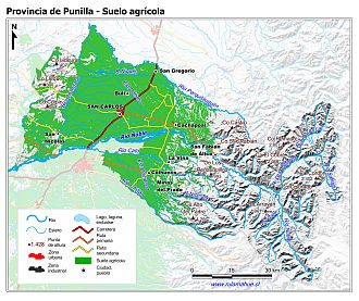 Mapa de la distribución de los suelos agrícolas