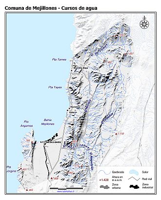Mapa de la hidrografía de la comuna