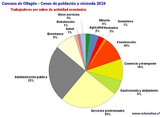Número de trabajadores por rubro de actividad en el año 2024