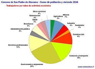 Número de trabajadores por rubro de actividad en el año 2024