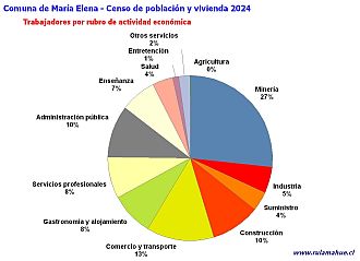 Número de trabajadores por rubro de actividad en el año 2024