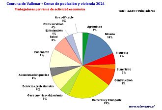 Número de trabajadores por rubro de actividad en el año 2024