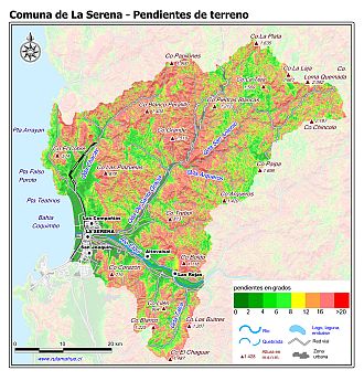 Mapa de las pendientes de terreno