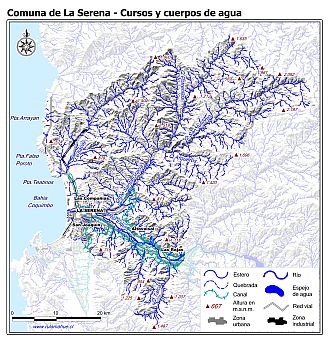 Mapa de la hidrografía de la comuna