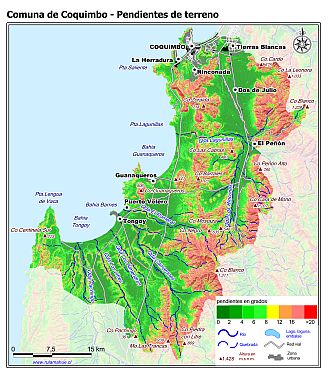 Mapa de las pendientes de terreno
