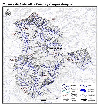 Mapa de la hidrografía de la comuna