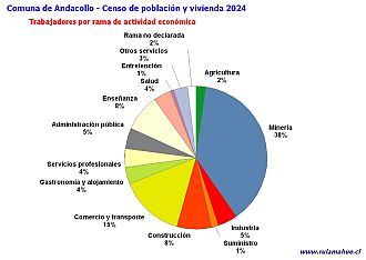 Número de trabajadores por rubro de actividad en el año 2024