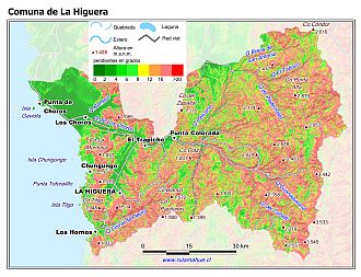 Mapa de las pendientes de terreno