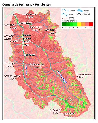 Mapa de las pendientes de terreno
