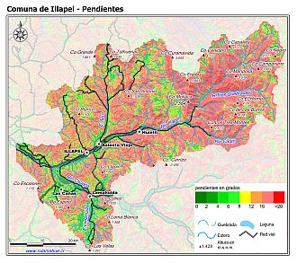 Mapa de las pendientes de terreno