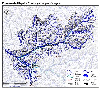 Mapa de la hidrografía de la comuna