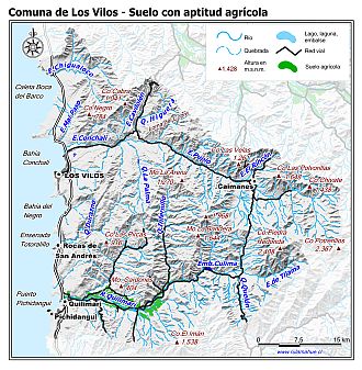 Mapa de la distribución de los suelos con aptitud agrícola