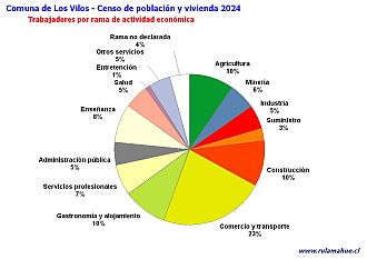 Número de trabajadores por rubro de actividad en el año 2024