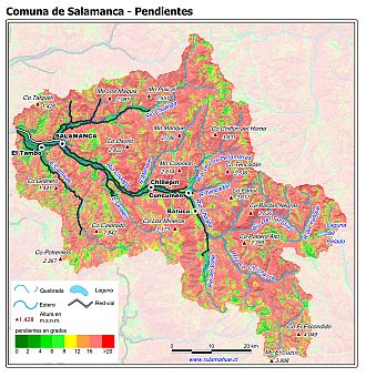 Mapa de las pendientes de terreno