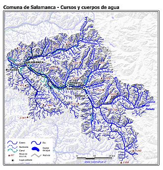 Mapa de la hidrografía de la comuna