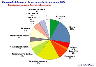 Número de trabajadores por rubro de actividad en el año 2024