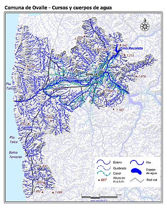 Mapa de la hidrografía de la comuna