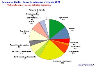 Número de trabajadores por rubro de actividad en el año 2024
