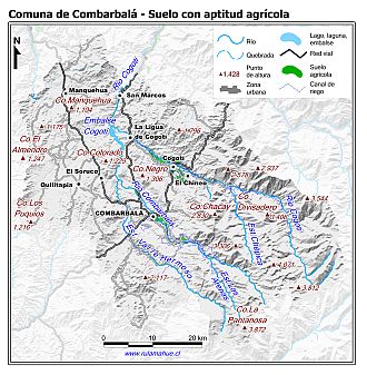 Mapa de la distribución de los suelos con aptitud agrícola