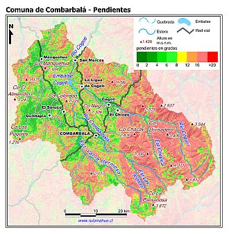 Mapa de las pendientes de terreno
