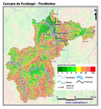 Mapa de las pendientes de terreno