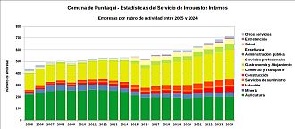 Número de empresas por rubro de actividad entre 2005 y 2024
