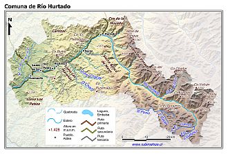 Mapa de la comuna de Río Hurtado con fondo coloreado