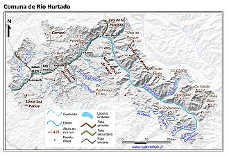 Mapa de la comuna de Río Hurtado con fondo blanco sombreado