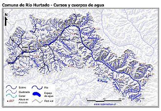 Mapa de la hidrografía de la comuna