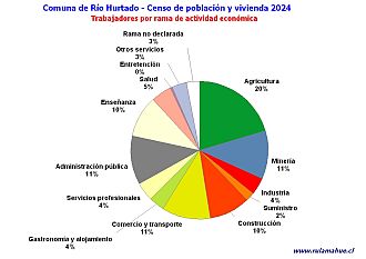 Número de trabajadores por rubro de actividad en el año 2024