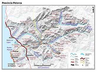 Mapa de la Provincia de Petorca con fondo gris sombreado