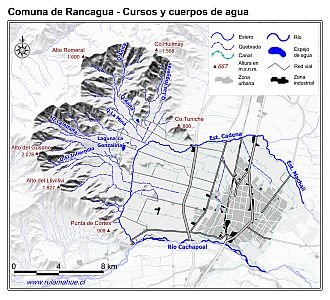 Mapa de la hidrografía de la comuna