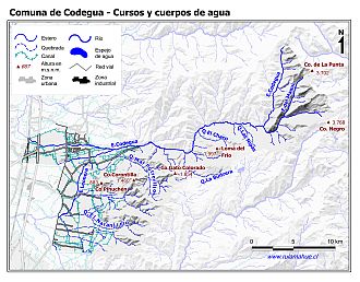 Mapa de la hidrografía de la comuna