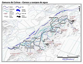 Mapa de la hidrografía de la comuna