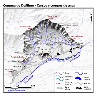 Mapa de la hidrografía de la comuna