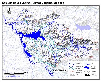 Mapa de la hidrografía de la comuna