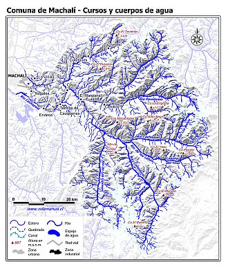 Mapa de la hidrografía de la comuna