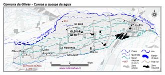 Mapa de la hidrografía de la comuna