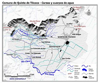 Mapa de la hidrografía de la comuna