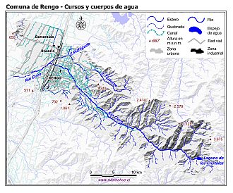 Mapa de la hidrografía de la comuna