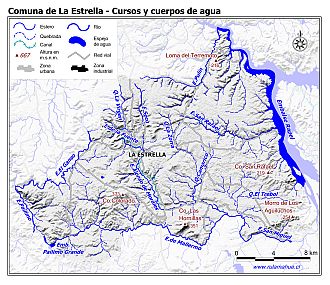 Mapa de la hidrografía de la comuna
