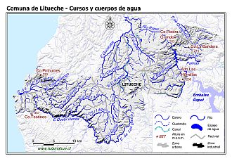 Mapa de la hidrografía de la comuna