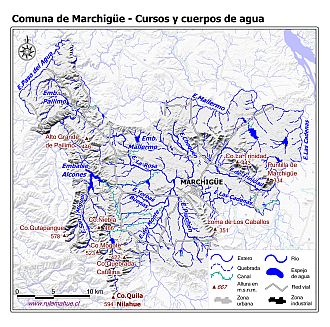 Mapa de la hidrografía de la comuna
