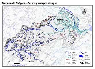 Mapa de la hidrografía de la comuna