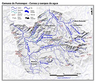 Mapa de la hidrografía de la comuna