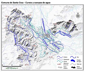 Mapa de la hidrografía de la comuna