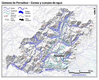 Mapa de la hidrografía de la comuna