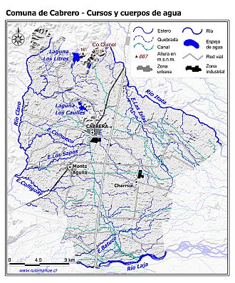 Mapa de la hidrografía de la comuna