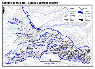 Mapa de la hidrografía de la comuna