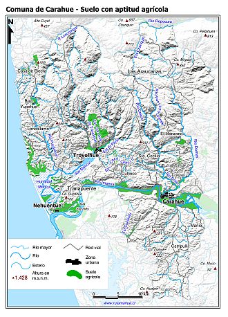 Mapa de la distribución de los suelos con aptitud agrícola